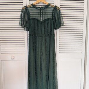 Boden Maxi dress forest green sheer